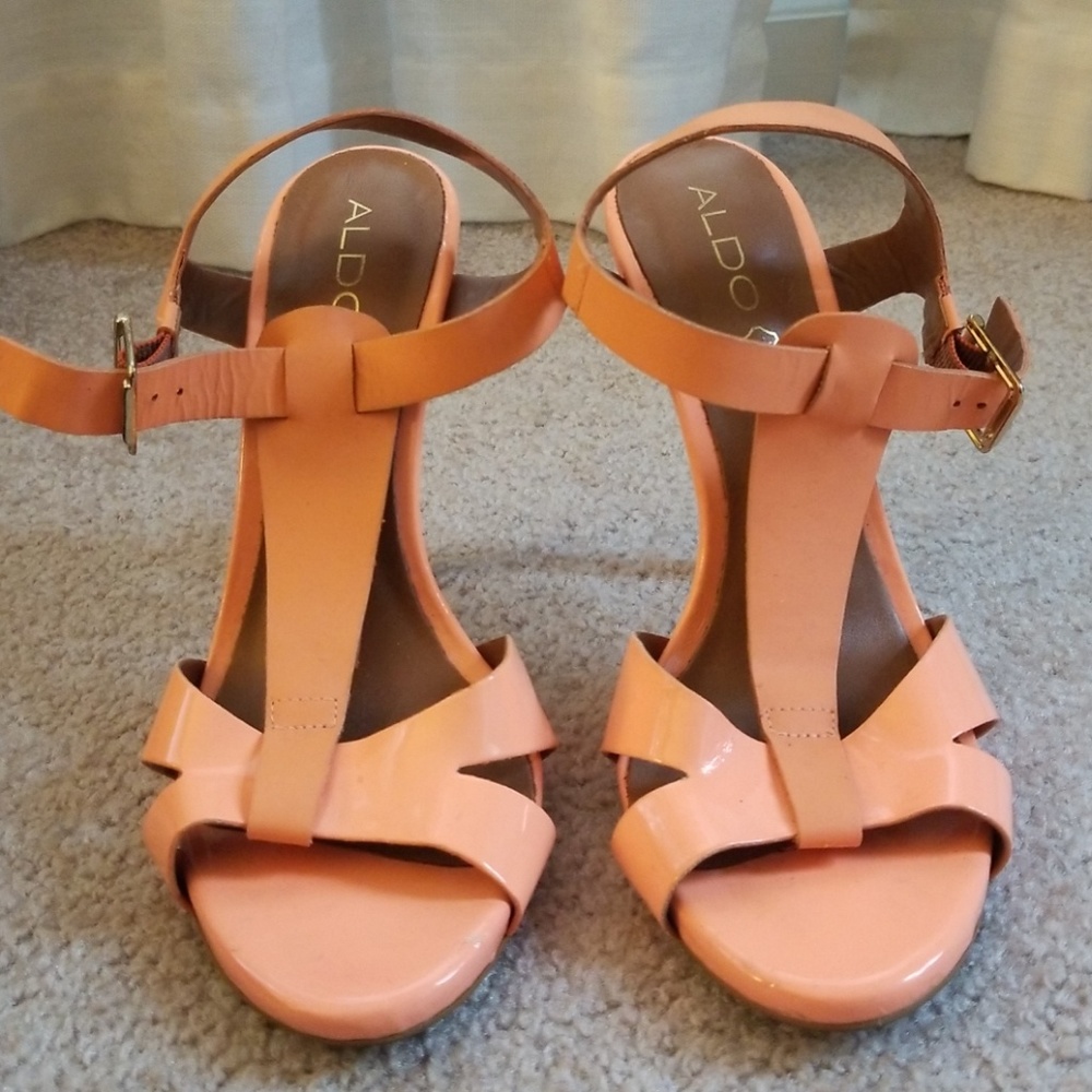 Aldo Neon Orange Heeled Sandals